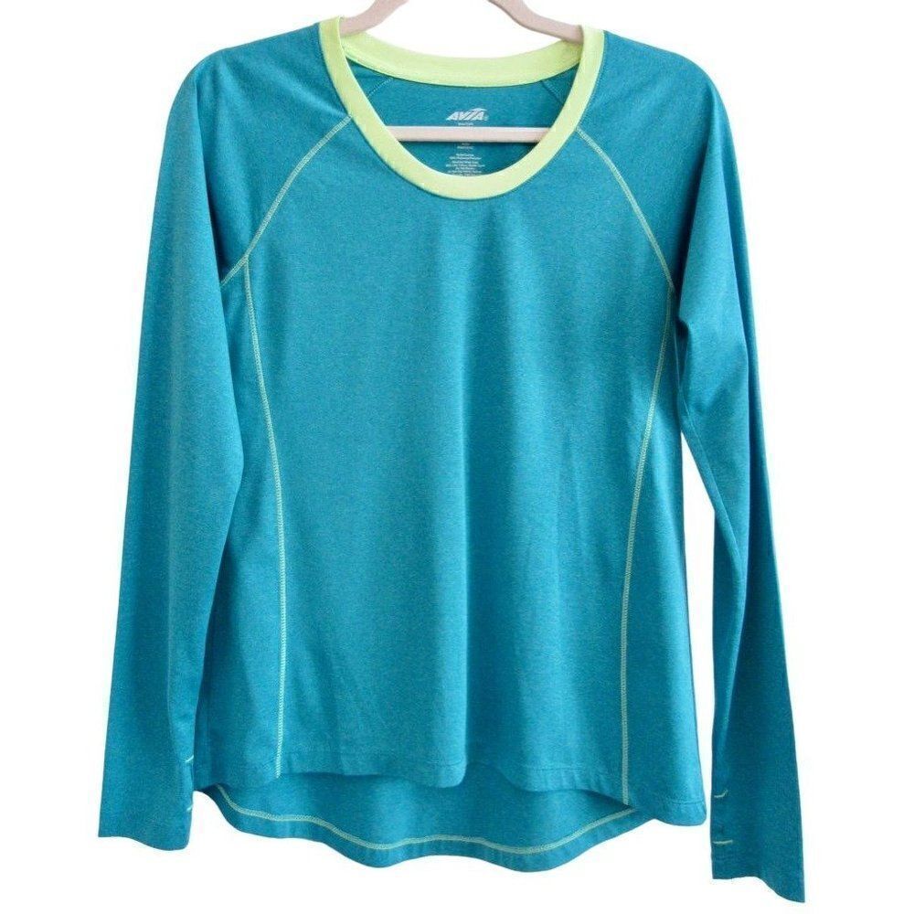 New Avia Estilo Turquoise‎ Blue Long Sleeve Thumbholes Athletic Pullover Top S